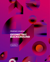 Wall Mural - vibrant abstract composition. overlapping geometric shapes create dynamic visual effect. pink, purpl