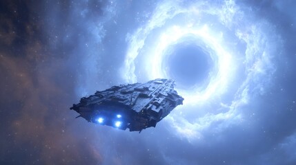 Wall Mural - spaceship portal travel interstellar space exploration science fiction concept art digital painting 
