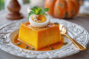 Wall Mural - Thai pumpkin and egg custard dessert
