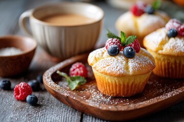 Wall Mural - Easy morning meal of warm cupcakes
