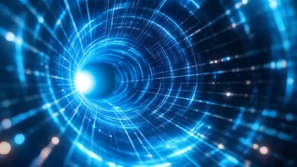 Abstract Blue Light Tunnel Animation Background
