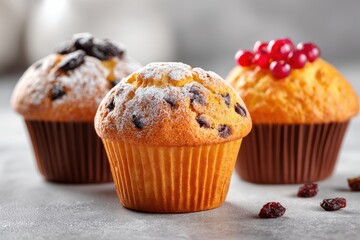 Wall Mural - Delicious muffins against a bright backdrop