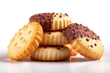 Wall Mural - Delicious cookies on a plain white backdrop