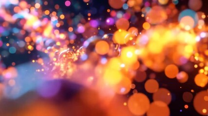 Abstract Spheres Floating in Colorful Bokeh Lights Background