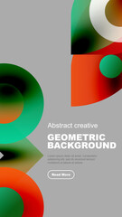 Wall Mural - abstract shapes overlap, creating vibrant color gradients. modern design features text, button, gray