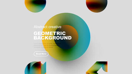 Wall Mural - abstract geometric background features colorful overlapping shapes. modern design with text overlay,