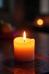 Wall Mural - A lovely, gently burning candle casts a warm, inviting glow, filling the room with a soft, ambient light Perfect for relaxation, meditation, or creating a cozy atmosphere , smooth, lovely