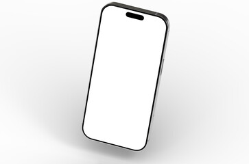 High-quality photo of a modern smartphone with a blank screen, perfect for app presentations or website mockups. Isolated on white background.