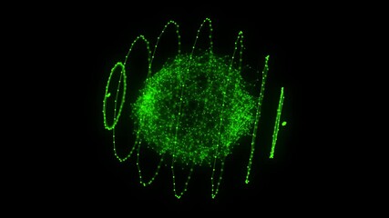 Wall Mural - green sphere consisting of points and lines. modern wireframe elements. technology grid sphere. 3d r