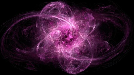Wall Mural - abstract purple energy swirls on black background digital art graphic design illustration