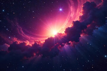 Wall Mural - A breathtaking vista of a vibrant starlight nebula, swirling cosmic dust and gas illuminated by distant stars Perfect for science fiction, fantasy, or astronomy projects , blue, light