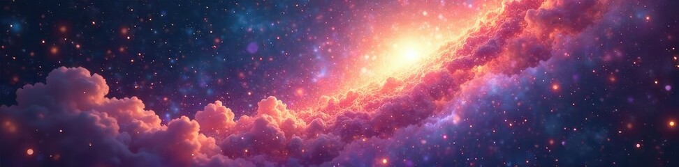 Wall Mural - A celestial being, radiating shimmering light and stardust, embodies the essence of cosmic sparkle Divine energy flows, creating a dazzling display of ethereal beauty , cosmic shimmer, sparkle god