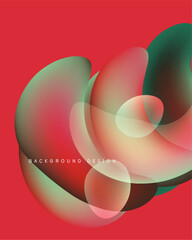 Wall Mural - abstract shapes overlap, creating vibrant color blends. red background enhances visual impact, moder