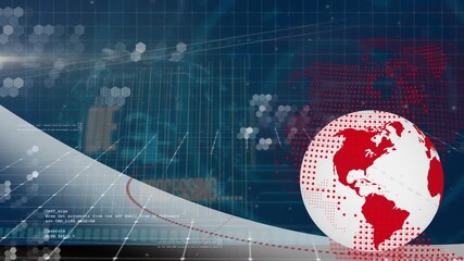 Wall Mural - animation of globe with files deleting with grids on futuristic digital interface