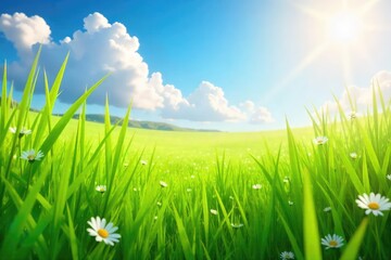 Wall Mural - A gentle summer breeze ruffles the tall grasses in a sun-drenched meadow, creating a wave-like effect The scene evokes feelings of warmth, peace, and freedom , wind, botany
