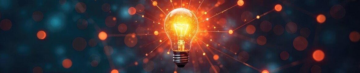 Wall Mural - Brilliant Idea Illuminated Network of Interconnected Nodes Representing Innovation and Inspiration
