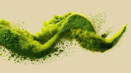 Wall Mural - abstract green powder explosion against neutral backdrop studio shot minimalist style graphic resour