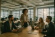 © Bijac - Professional business team silhouettes collaborating in modern corporate environment