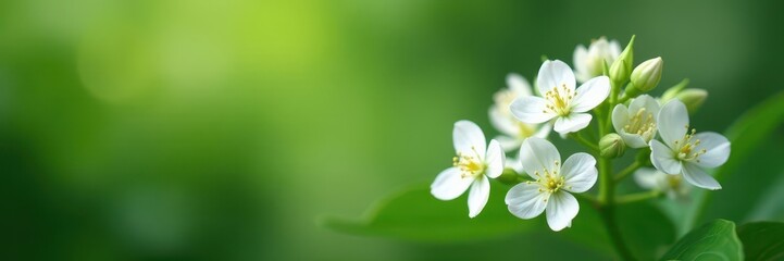 Delicate white buds and blossoms of Styphnolobium japonicum July bloom , foliage, image, tree