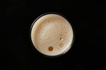 Wall Mural - top-down view of a beer glass with a clock icon showing the time, placed on a dark surface