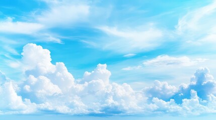 Wall Mural - A stunning view of a bright blue sky with puffy white clouds on a sunny day.
