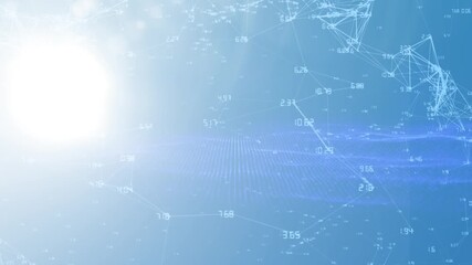 Wall Mural - animation of network of connections and processing data over sunlight and blue sky