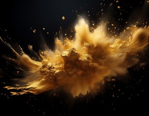 Wall Mural - gold powder explosion on black background