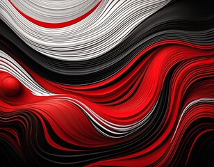 Wall Mural - black and white with red abstract wavy and stripe creative art flowing curve yrendy artistic modern 