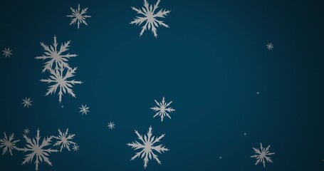 Wall Mural - animation of snow falling over christmas tree on green background