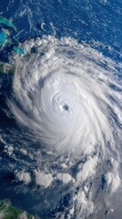 Wall Mural - Hurricane Eye Aerial View from Space Satellite Perspective Meteorology Atmosphere Weather System Bahamas