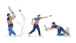 © azizunnahar - Cricket Action Illustrated: Dynamic illustration capturing key moments in a cricket match: batter, bowler, and wicket-keeper in action. A comprehensive sports guide