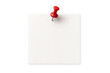 © Michael - White blank note pinned by red pushpin against transparent backdrop, highlighting clean design for messaging, notifications, or critical details