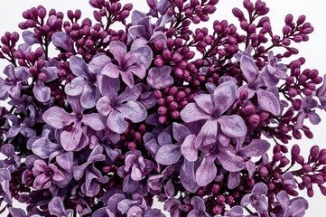 Wall Mural - Pattern of purple and lilac blossoms on a white background