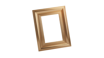 Angled golden picture frame isolated on transparent background for creative display