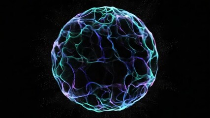 Wall Mural - Abstract glowing sphere with swirling, interconnected lines against a dark background.