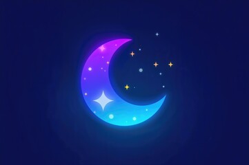 Wall Mural - colorful flat icon of moon and stars with extended shadow. nighttime flat icon featuring moon and st