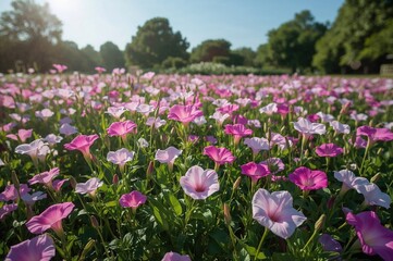 Wall Mural - Sunrise Bloom Meadow in a Backyard