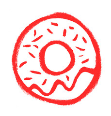 Wall Mural - Doughnut Icon Crayon Chalk Drawing Doodle Vector
