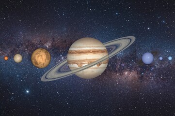 Wall Mural - Charming watercolor depiction of the solar system