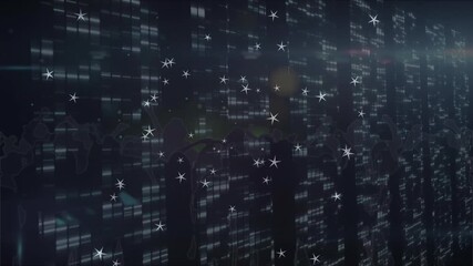Wall Mural - Animation of stars over lights in black space
