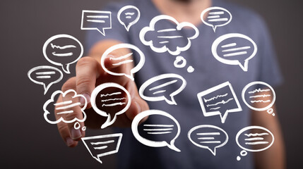 Conceptual image of communication, social media, and online interaction.