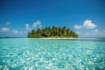 Wall Mural - Island paradise encircled by crystal-clear turquoise seas