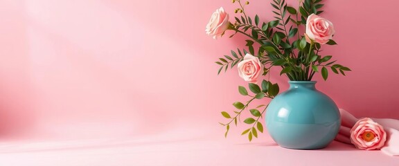 Wall Mural - Soft blush pink backdrop, perfect for product photography or design elements, wall, bright