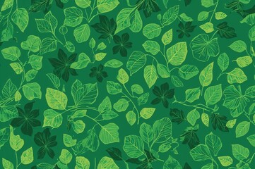Canvas Print - a lively green backdrop featuring an abstract floral design evokes the essence of a summer scene, en