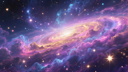 Wall Mural - vibrant cosmic scene with colorful nebulae, galaxies, and stars