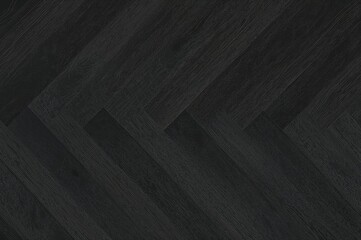 Wall Mural - Rustic wooden surface as backdrop. Continuous dark wood flooring in a zigzag arrangement of narrow strips.