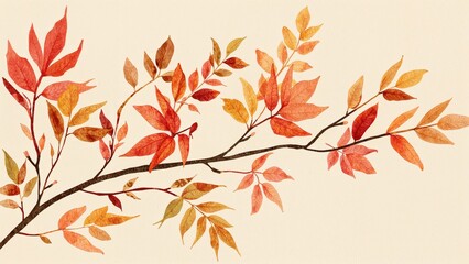 Wall Mural - autumn-inspired botanical watercolor pattern showcasing falling leaves. bright and modern aesthetics