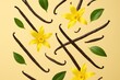 © TheWaterMeloonProjec - Colorful background featuring drifting vanilla beans, yellow blooms, and green leaves