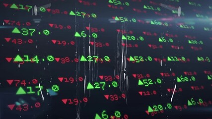 Wall Mural - animation of financial data and lights in black space