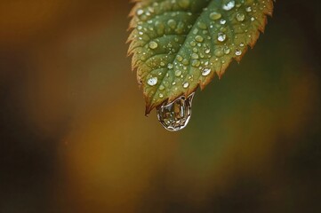 Wall Mural - droplet of water resting on a leaf